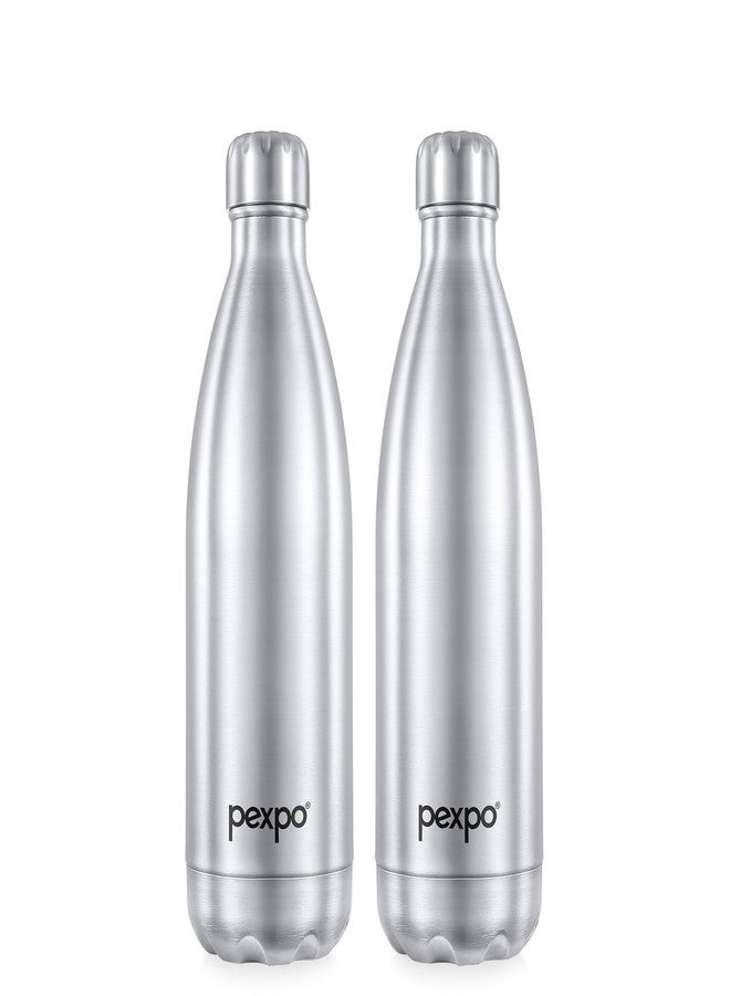 PEXPO Electro Hot & Cold ISI Certified Flask | Stainless Steel Water Bottle - 750ml Silver, Pack of 2 | 2 Years Warranty | Office Bottle | Workout | Travelling | Home | Adults & Kids - Image 1
